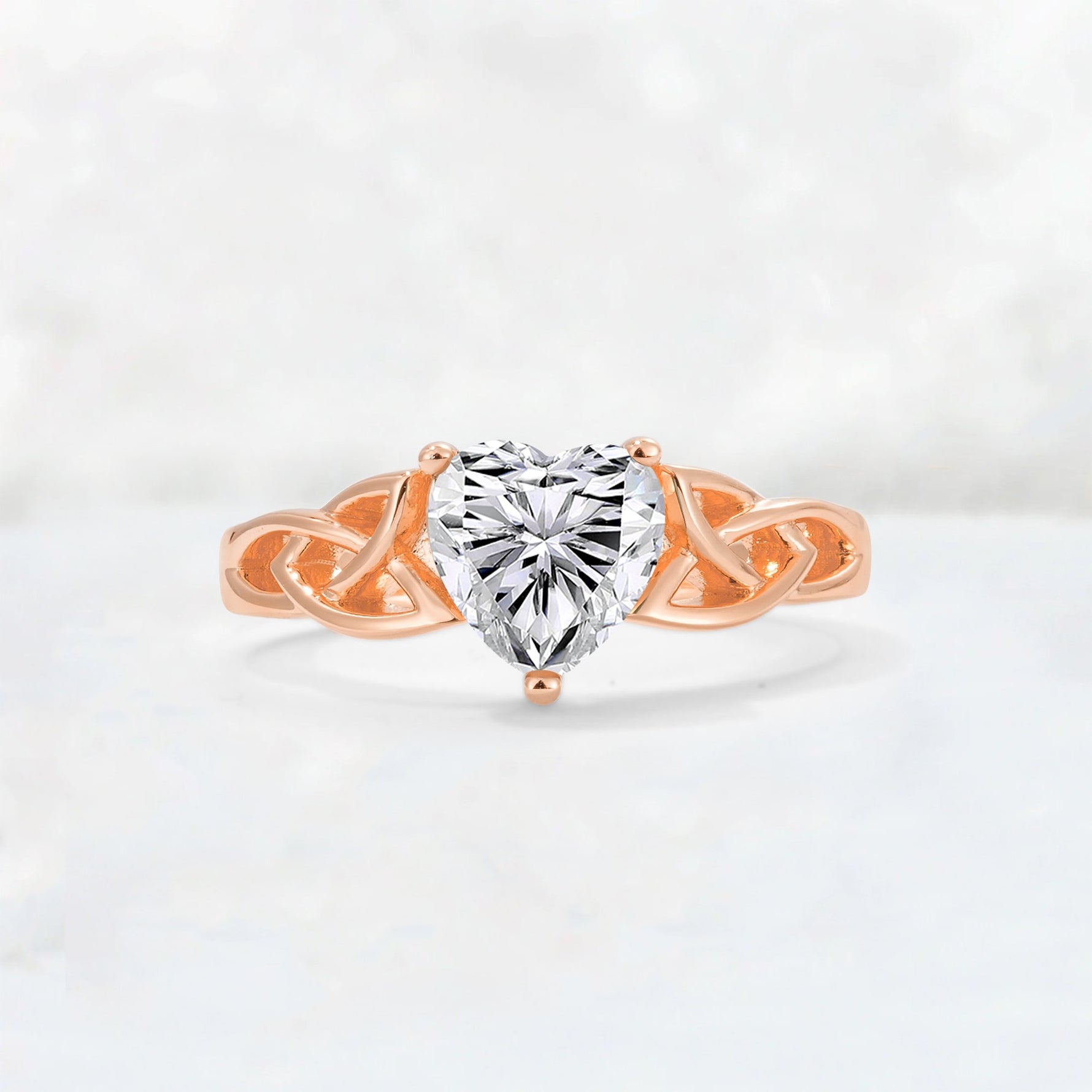 Heart Cut Lab Diamond Celtic Knot Engagement Ring - Additional view