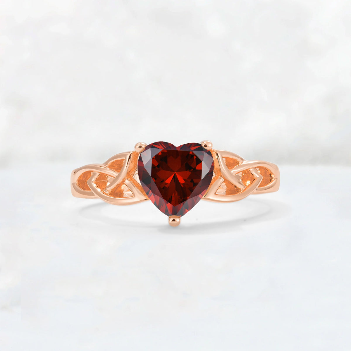 Heart Cut Garnet Celtic Knot Engagement Ring - Additional view
