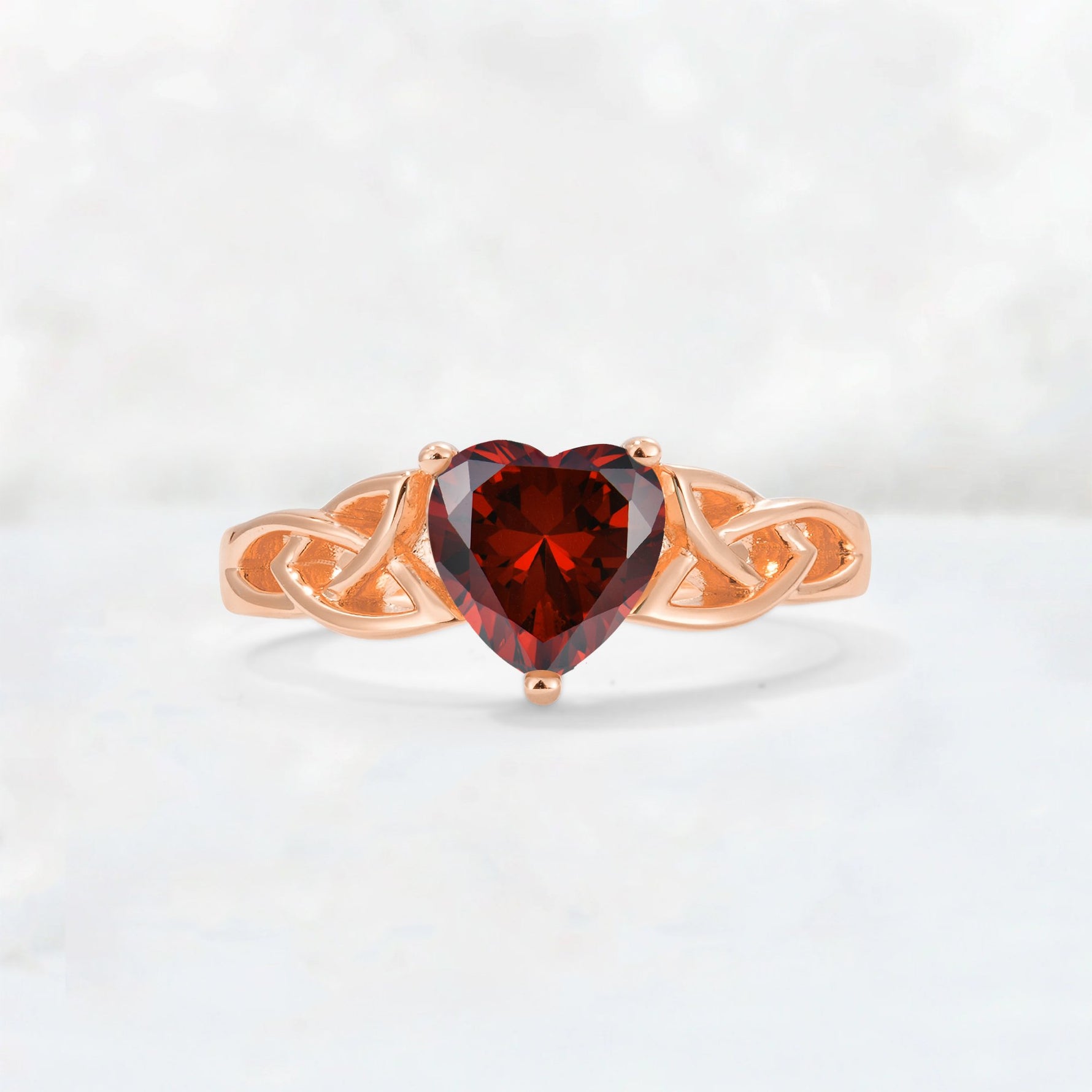 Heart Cut Garnet Celtic Knot Engagement Ring - Additional view