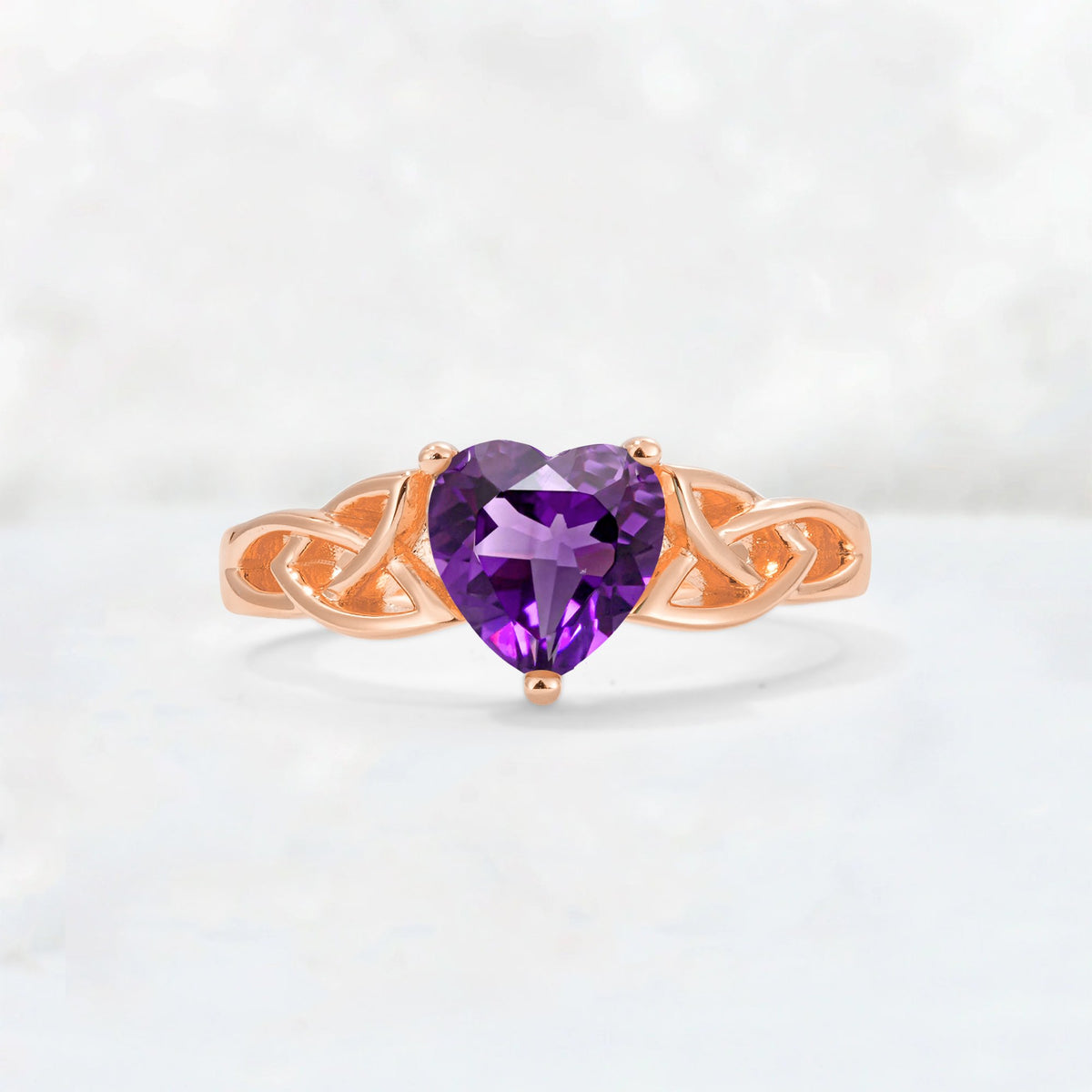 Heart Cut Amethyst Celtic Knot Engagement Ring - Additional view