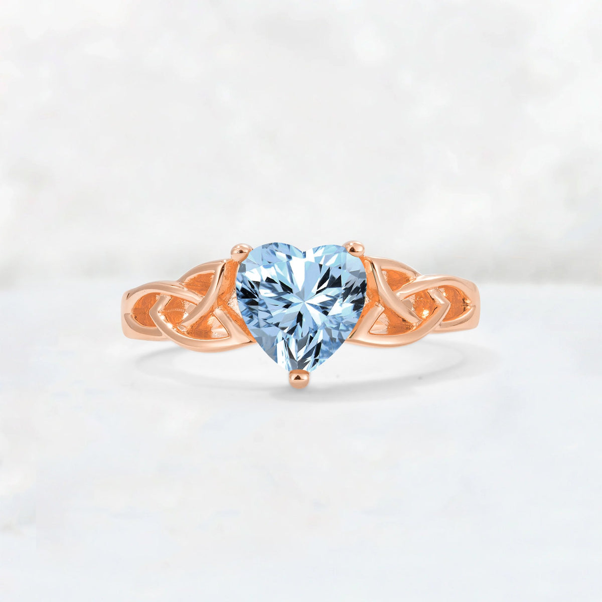 Heart Cut Aquamarine Celtic Knot Engagement Ring - Additional view