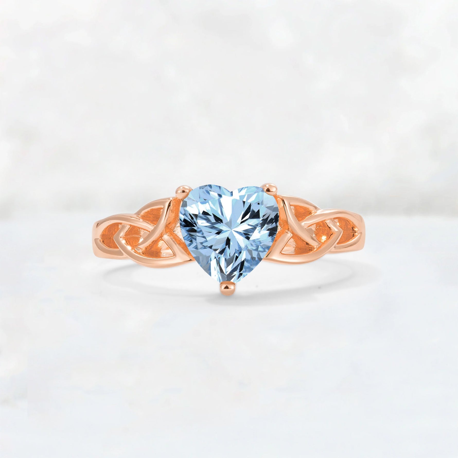 Heart Cut Aquamarine Celtic Knot Engagement Ring - Additional view