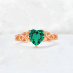 Heart Cut Emerald Celtic Knot Engagement Ring - Additional view
