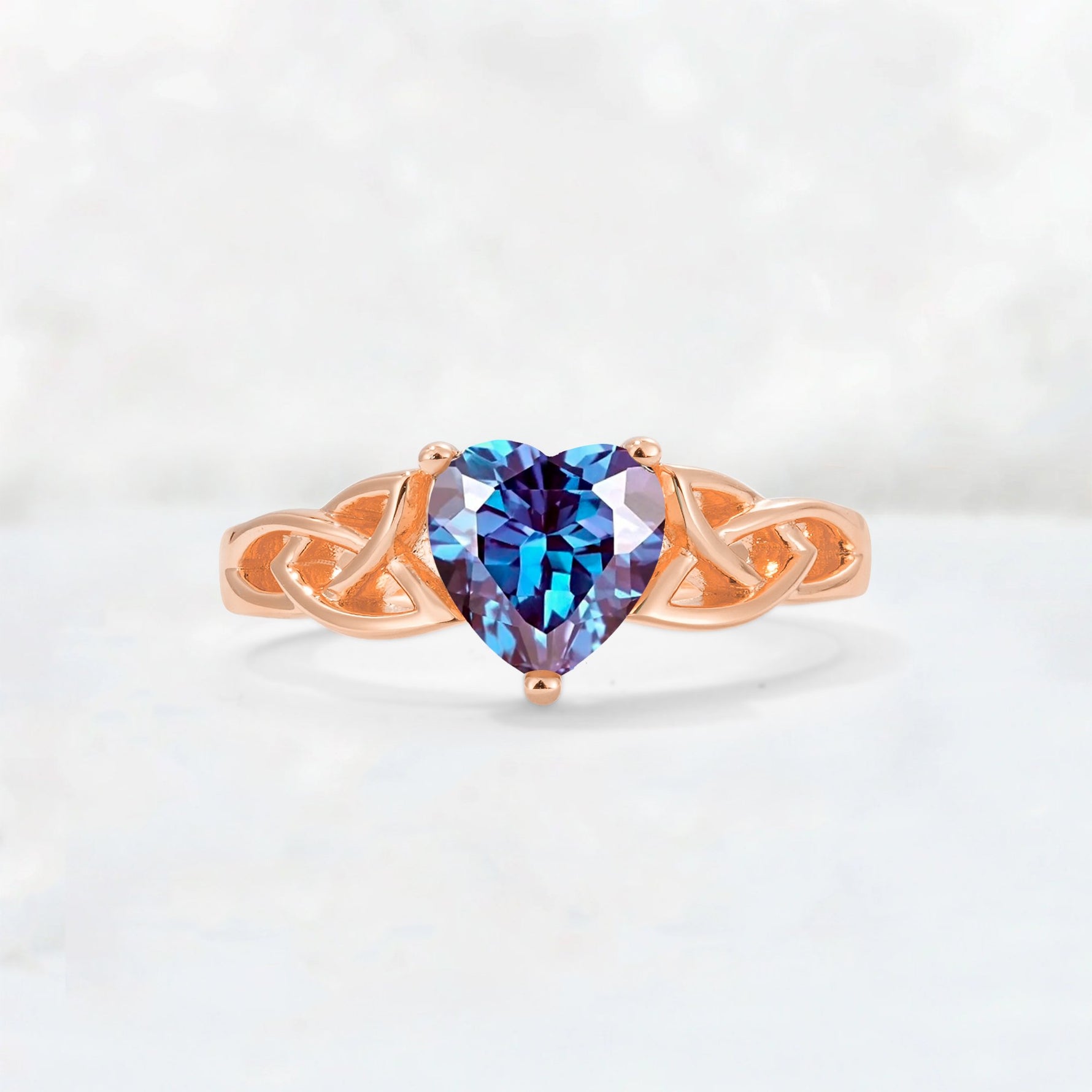 Heart Cut Alexandrite Celtic Knot Engagement Ring - Additional view