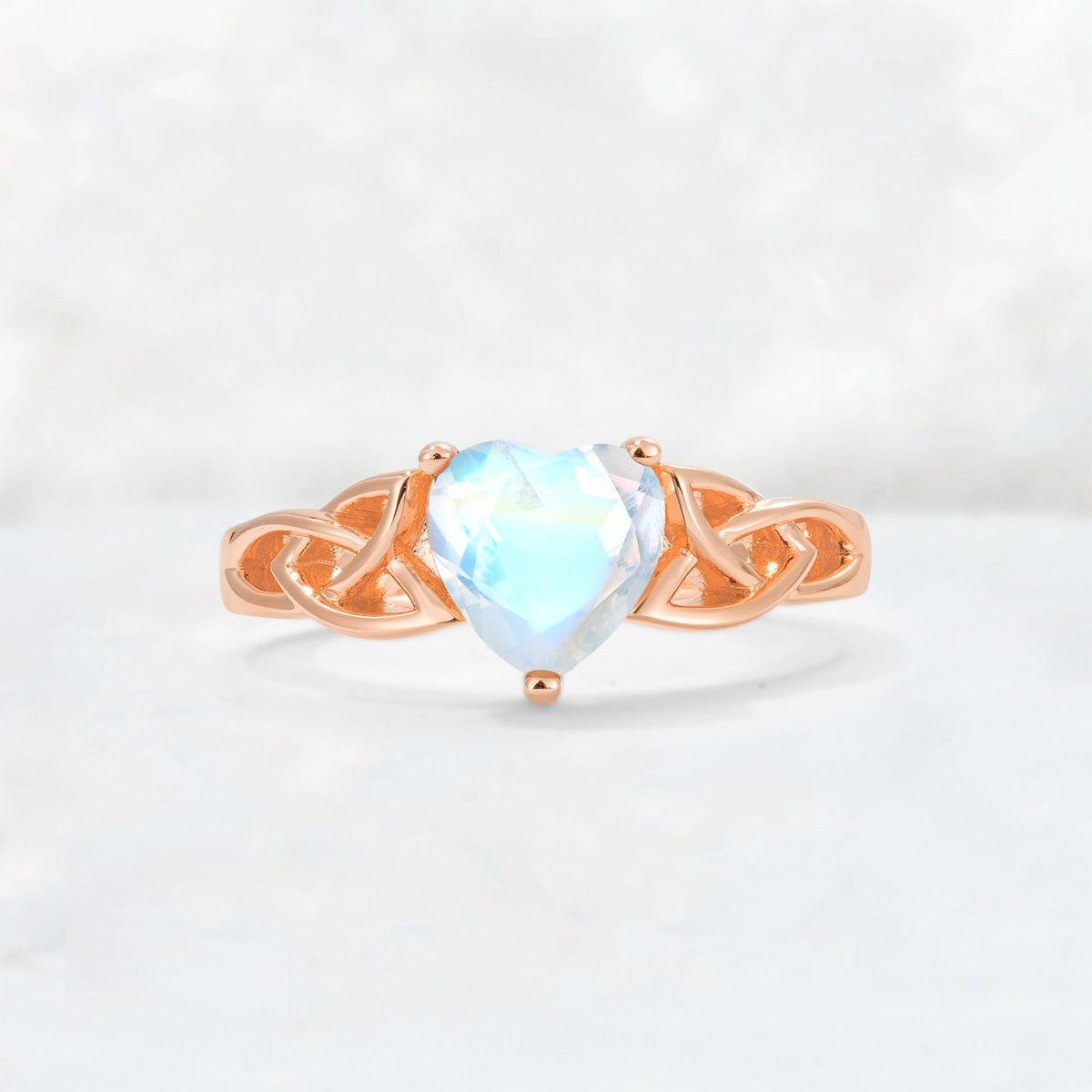 Heart Cut Moonstone Celtic Knot Engagement Ring - Additional view