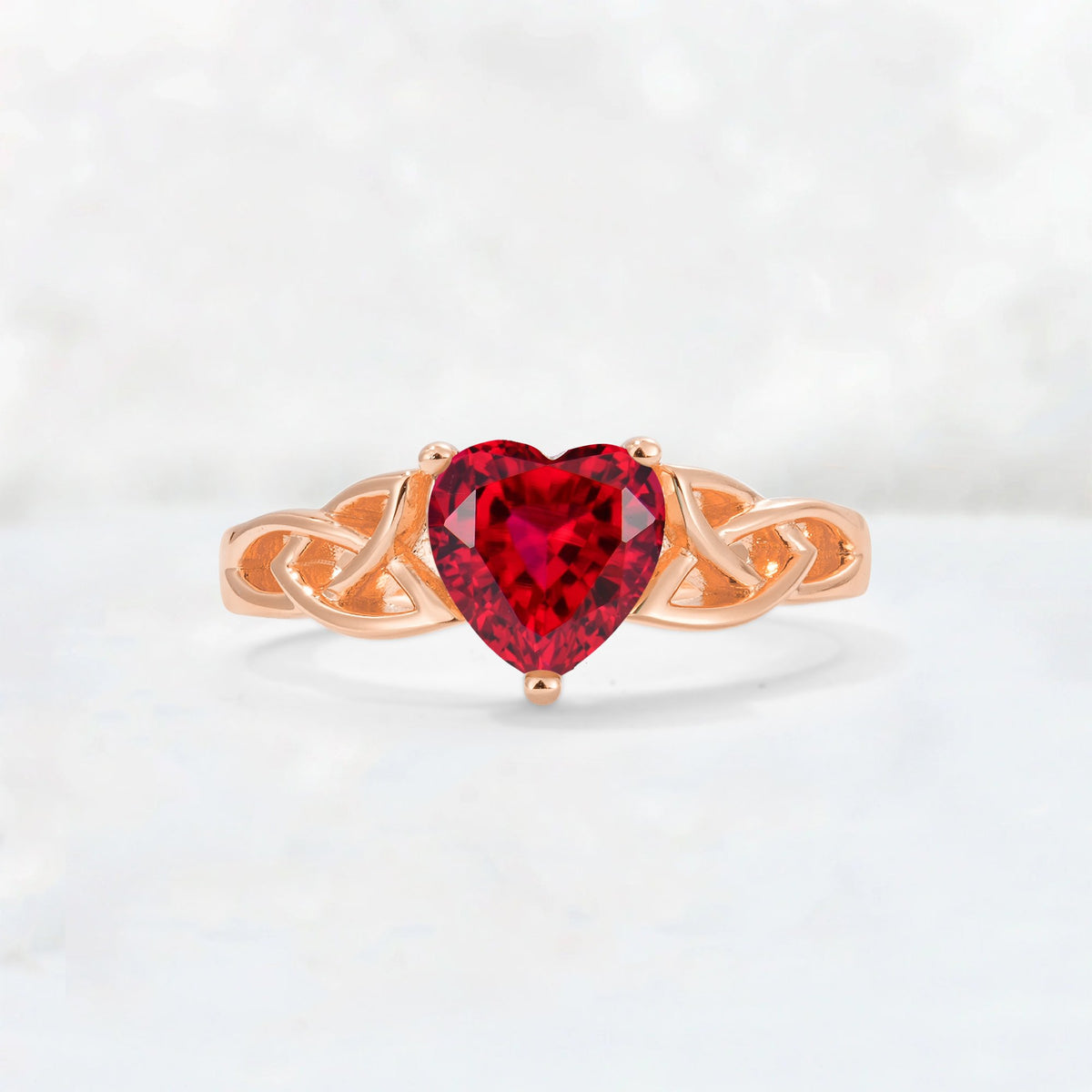 Heart Cut Ruby Celtic Knot Engagement Ring - Additional view