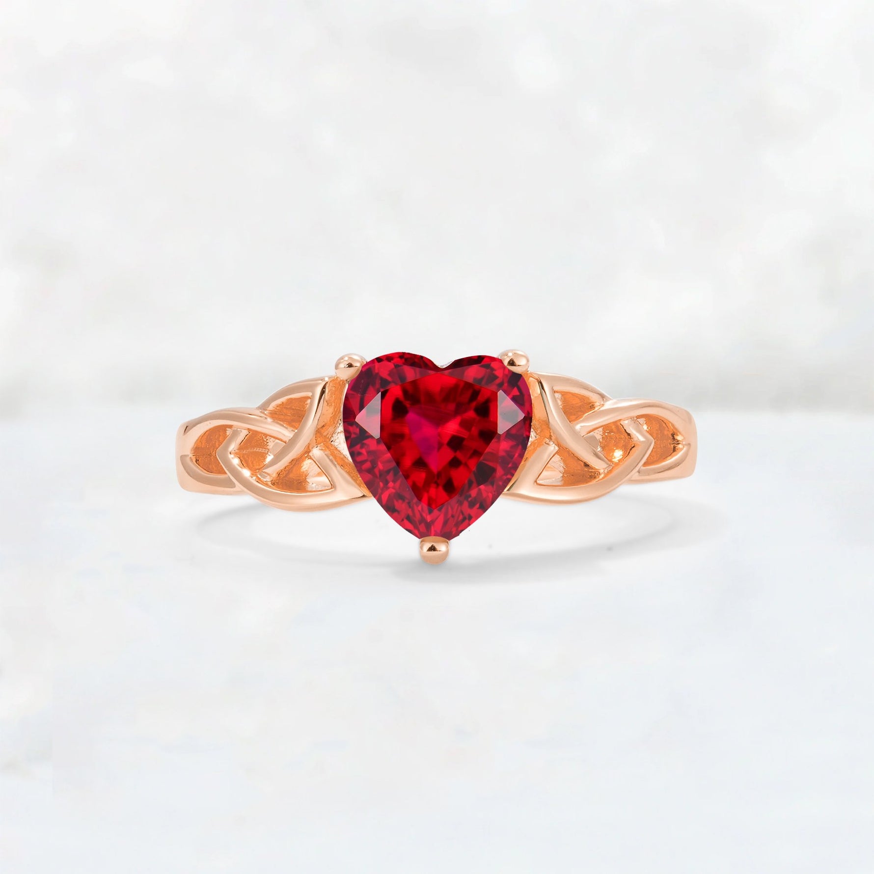 Heart Cut Ruby Celtic Knot Engagement Ring - Additional view