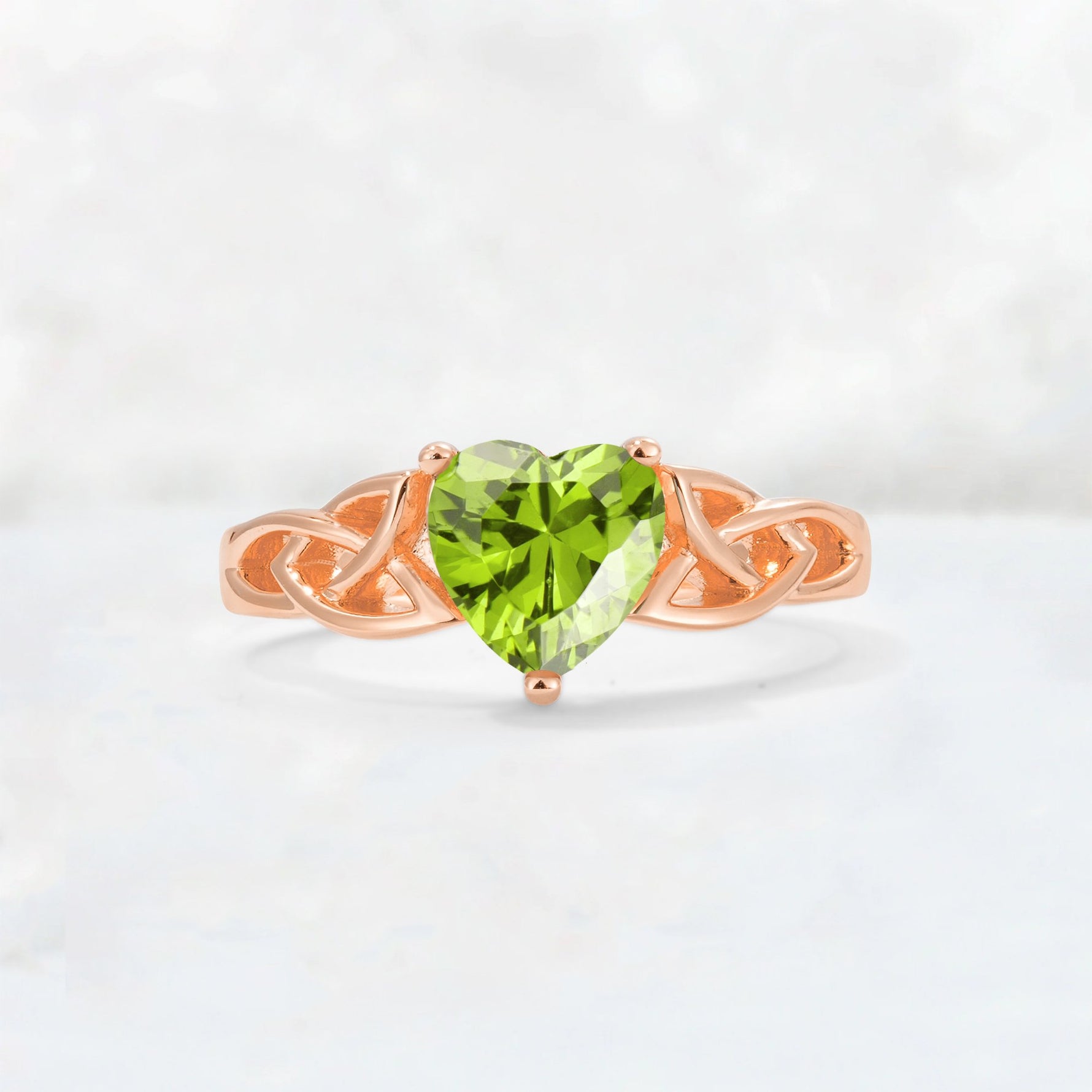 Heart Cut Peridot Celtic Knot Engagement Ring - Additional view