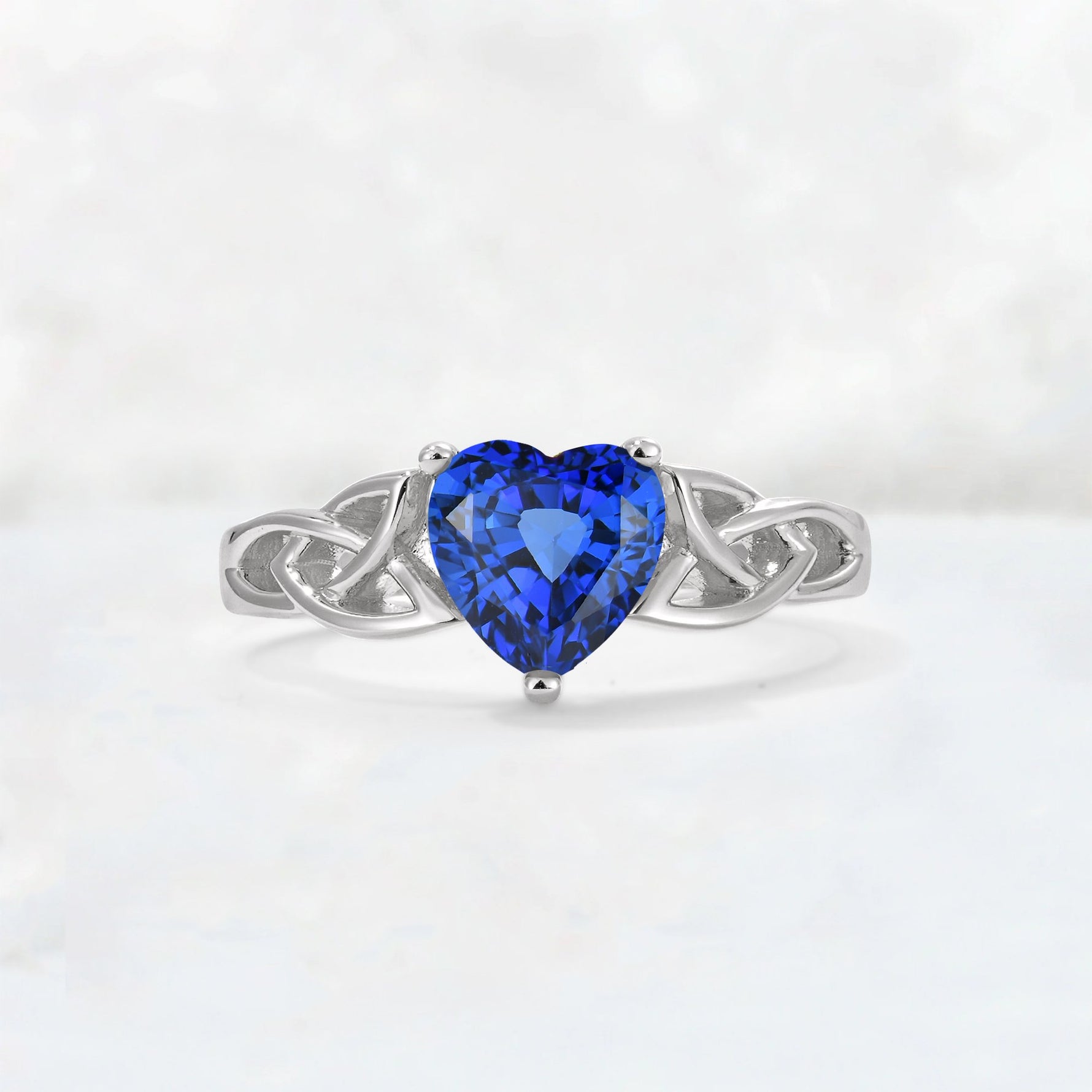 Heart Cut Sapphire Celtic Knot Engagement Ring - Additional view
