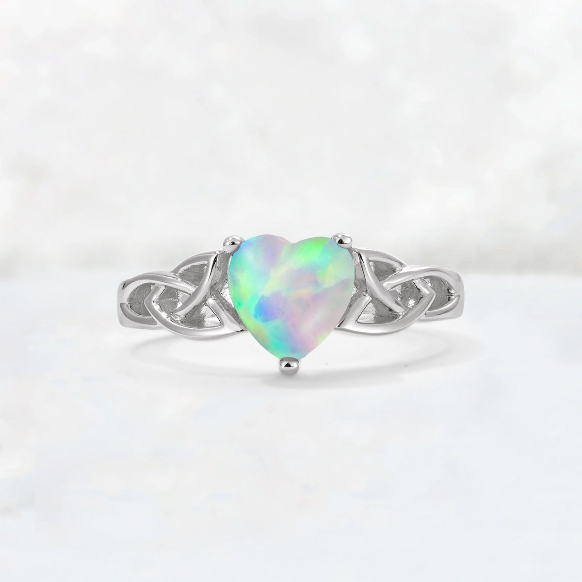 Heart Cut Fire Opal Celtic Knot Engagement Ring - Additional view