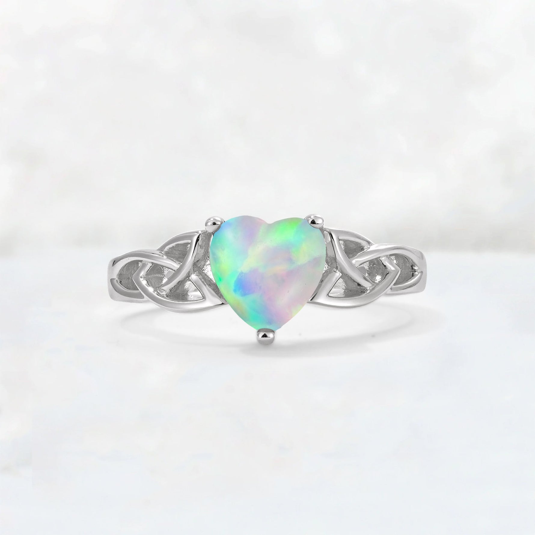 Heart Cut Fire Opal Celtic Knot Engagement Ring - Additional view