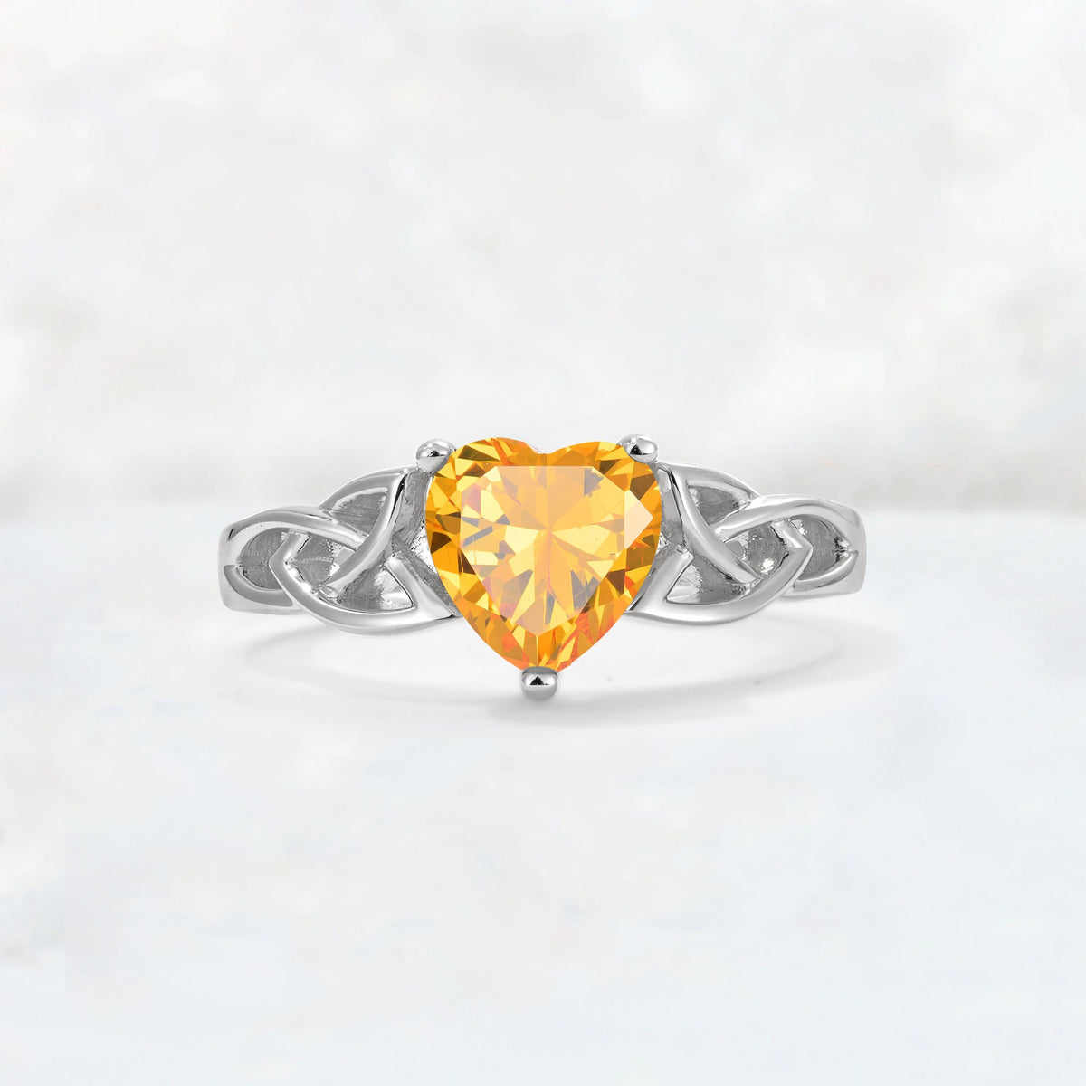 Heart Cut Citrine Celtic Knot Engagement Ring - Additional view