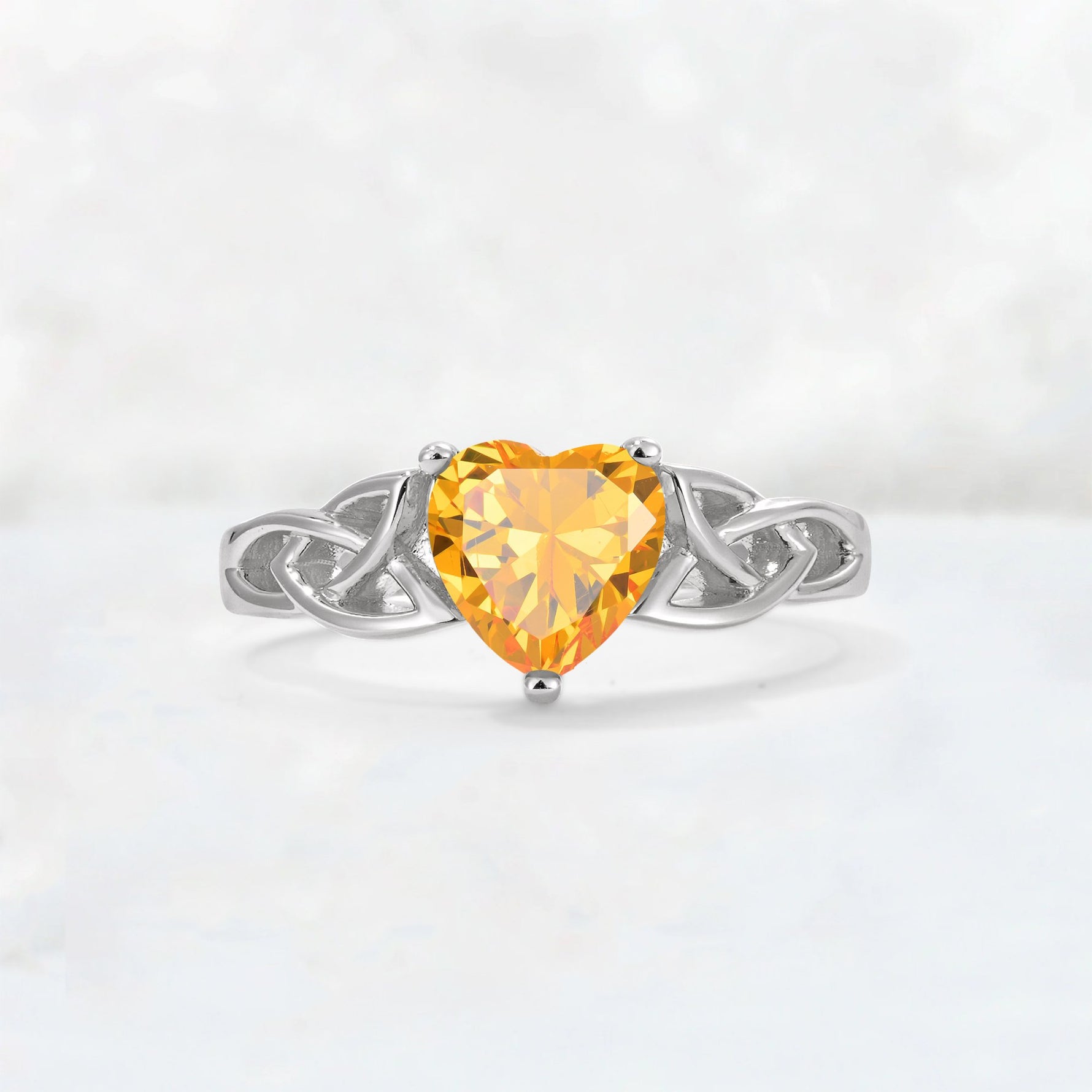 Heart Cut Citrine Celtic Knot Engagement Ring - Additional view