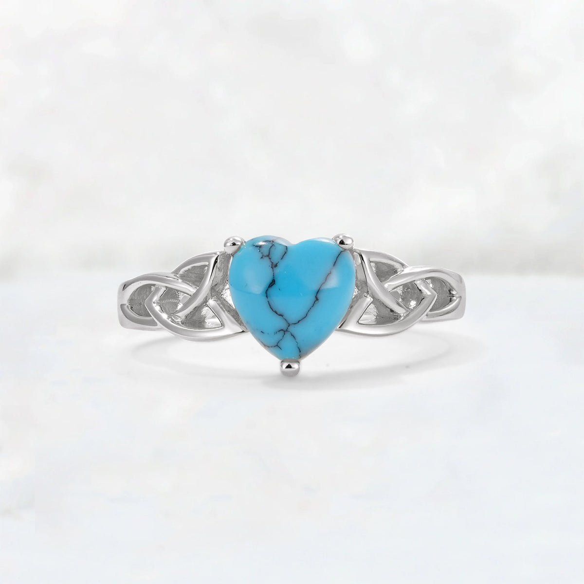 Heart Cut Turquoise Celtic Knot Engagement Ring - Additional view
