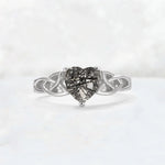 Heart Cut Black Rutilated Quartz Celtic Knot Engagement Ring - Additional view