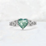 Heart Cut Moss Agate Celtic Knot Engagement Ring - Additional view