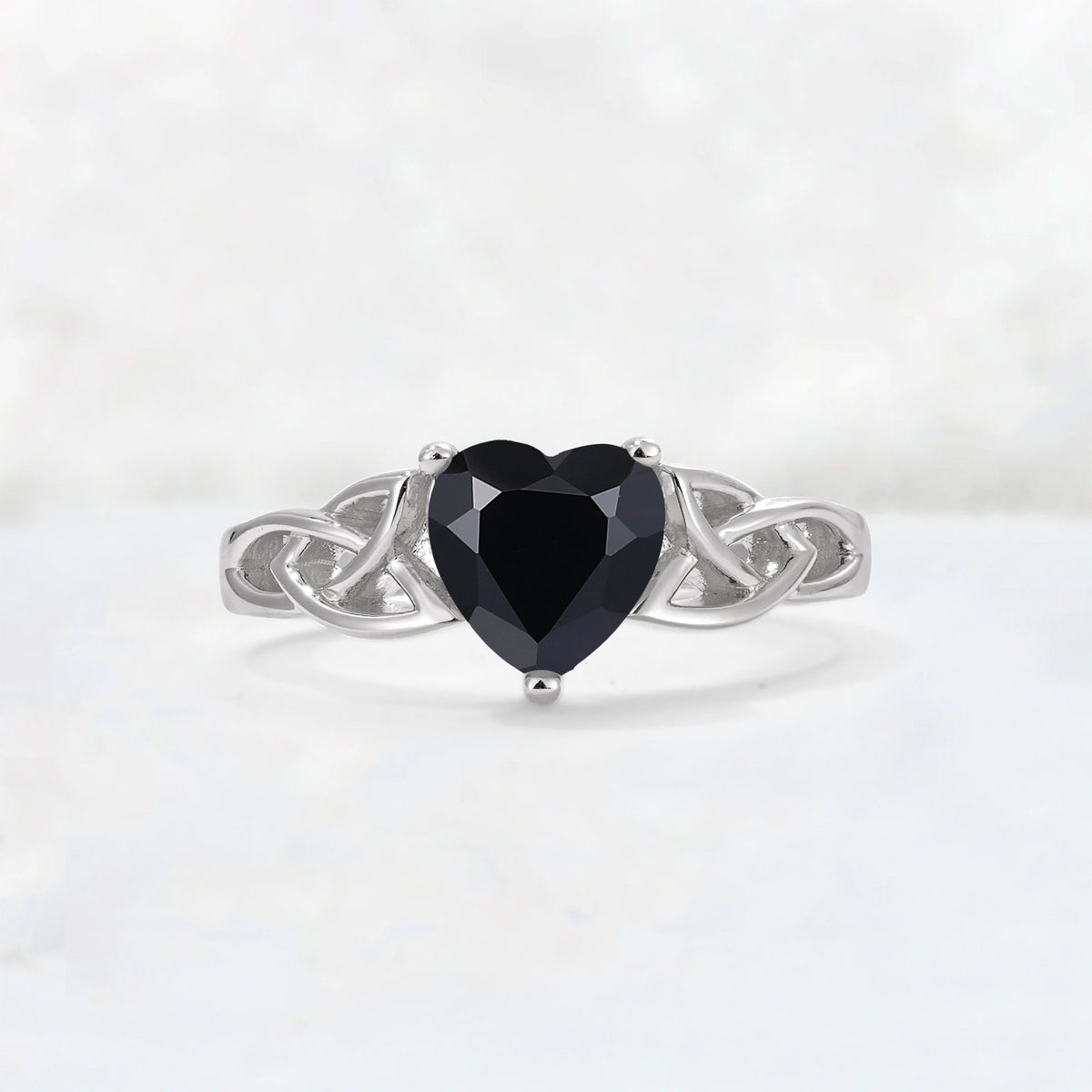 Heart Cut Black Onyx Celtic Knot Engagement Ring - Additional view