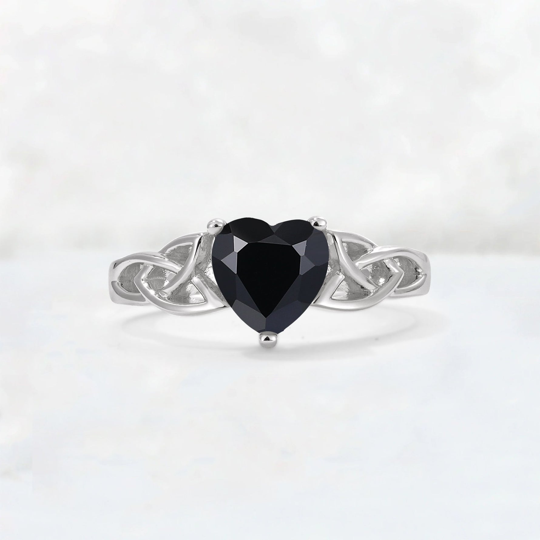 Heart Cut Black Onyx Celtic Knot Engagement Ring - Additional view