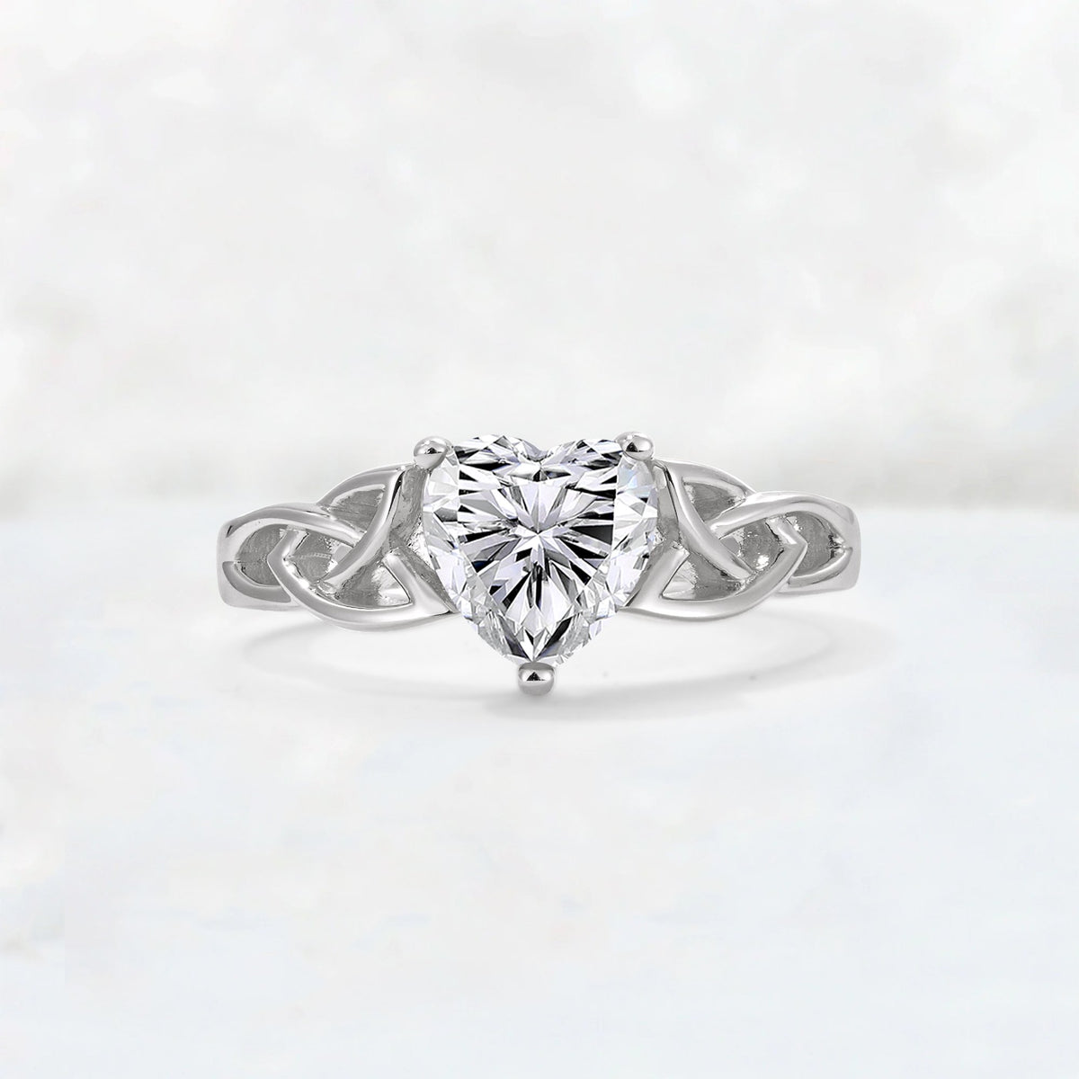 Heart Cut Lab Diamond Celtic Knot Engagement Ring - Additional view