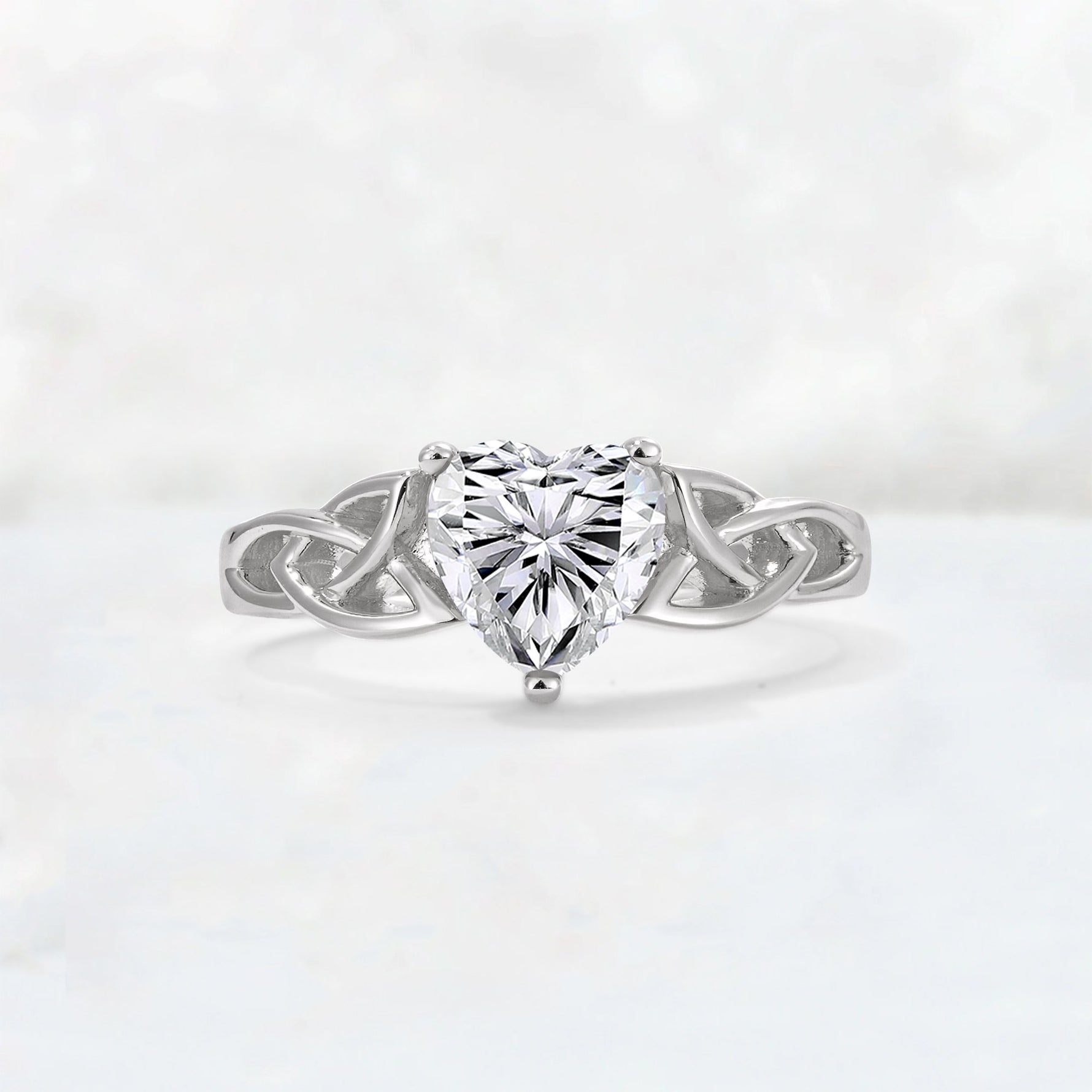 Heart Cut Lab Diamond Celtic Knot Engagement Ring - Additional view