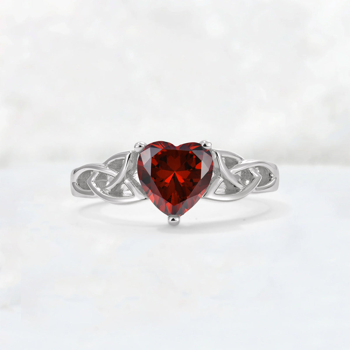 Heart Cut Garnet Celtic Knot Engagement Ring - Additional view