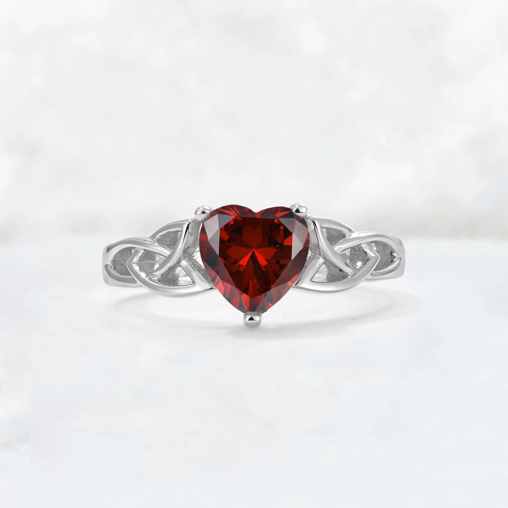 Heart Cut Garnet Celtic Knot Engagement Ring - Additional view