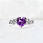Heart Cut Amethyst Celtic Knot Engagement Ring - Additional view