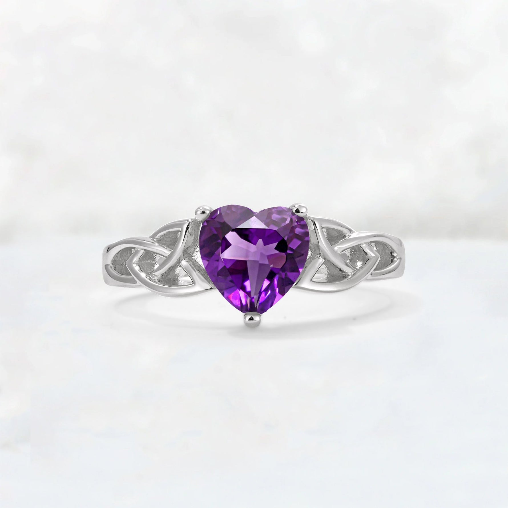 Heart Cut Amethyst Celtic Knot Engagement Ring - Additional view