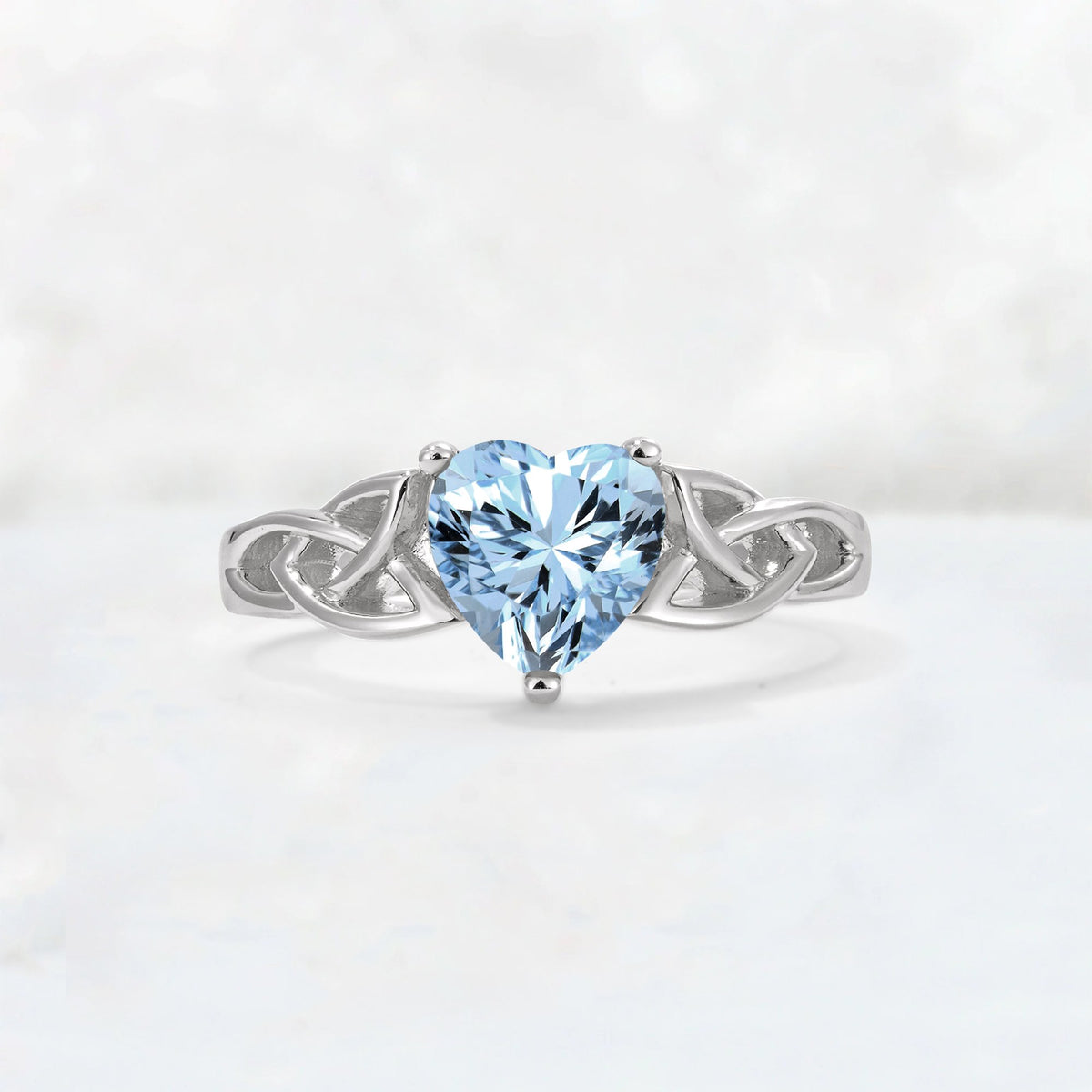 Heart Cut Aquamarine Celtic Knot Engagement Ring - Additional view