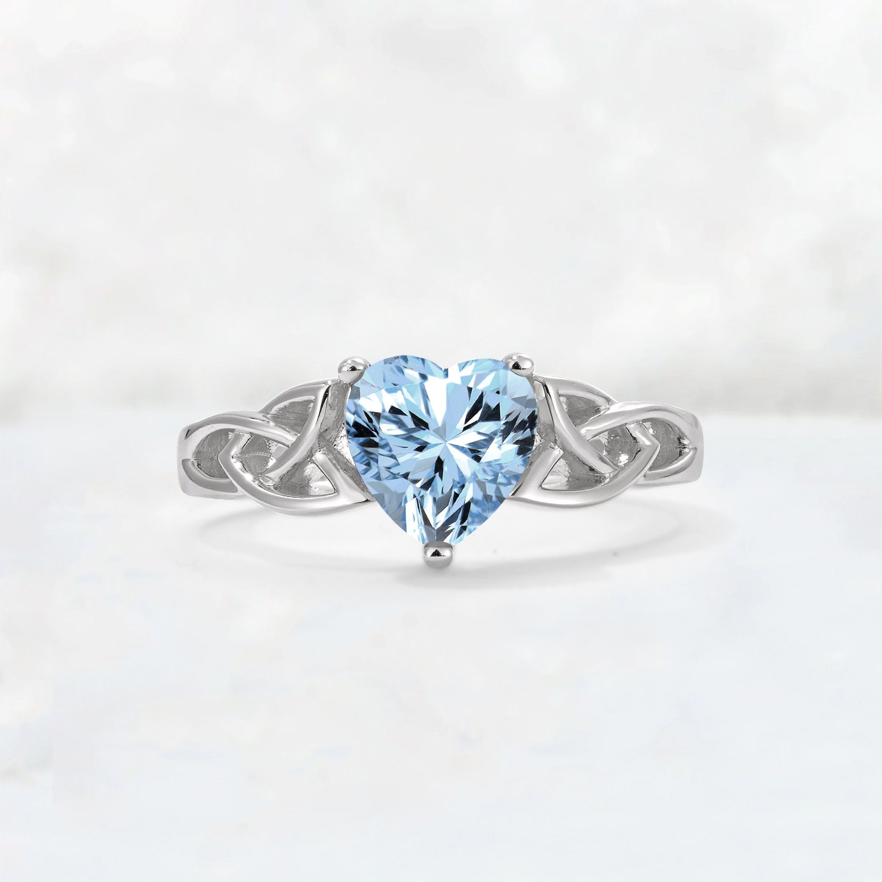 Heart Cut Aquamarine Celtic Knot Engagement Ring - Additional view