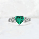 Heart Cut Emerald Celtic Knot Engagement Ring - Additional view