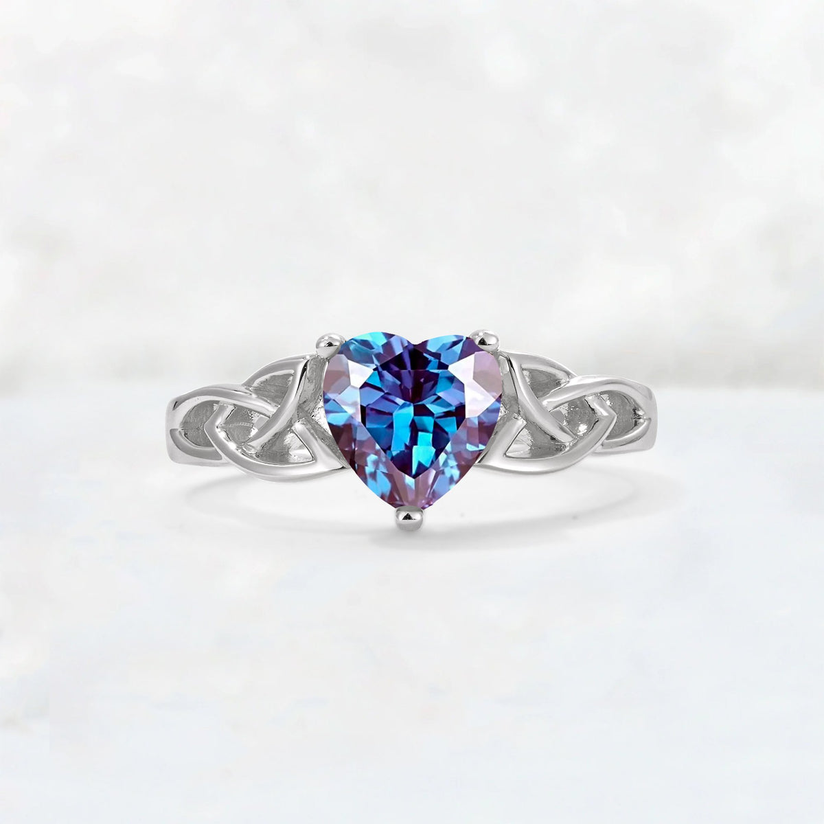 Heart Cut Alexandrite Celtic Knot Engagement Ring - Additional view