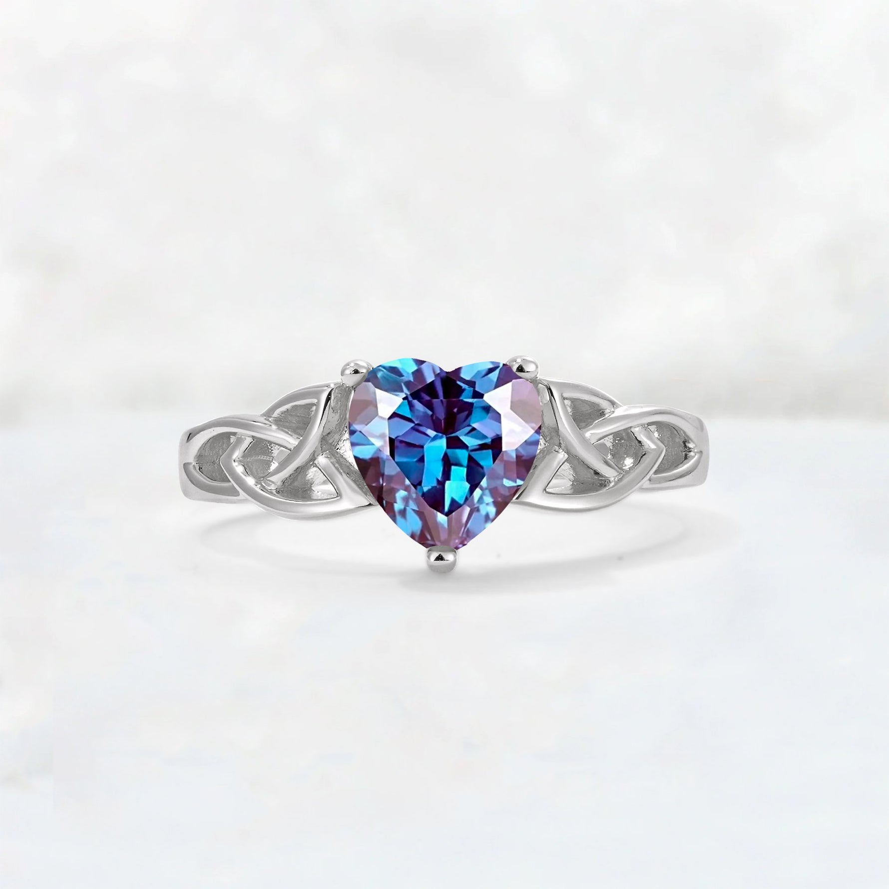 Heart Cut Alexandrite Celtic Knot Engagement Ring - Additional view