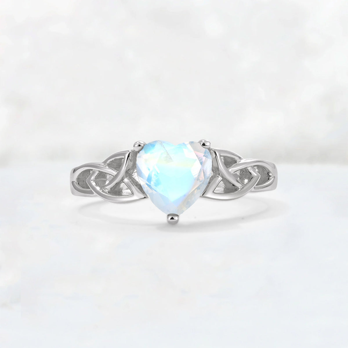 Heart Cut Moonstone Celtic Knot Engagement Ring - Additional view