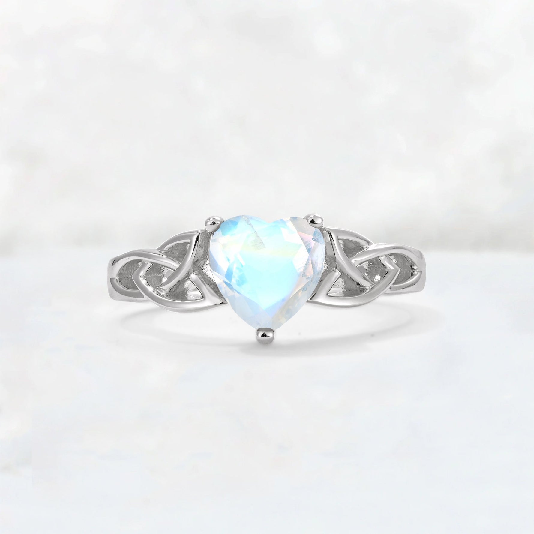Heart Cut Moonstone Celtic Knot Engagement Ring - Additional view
