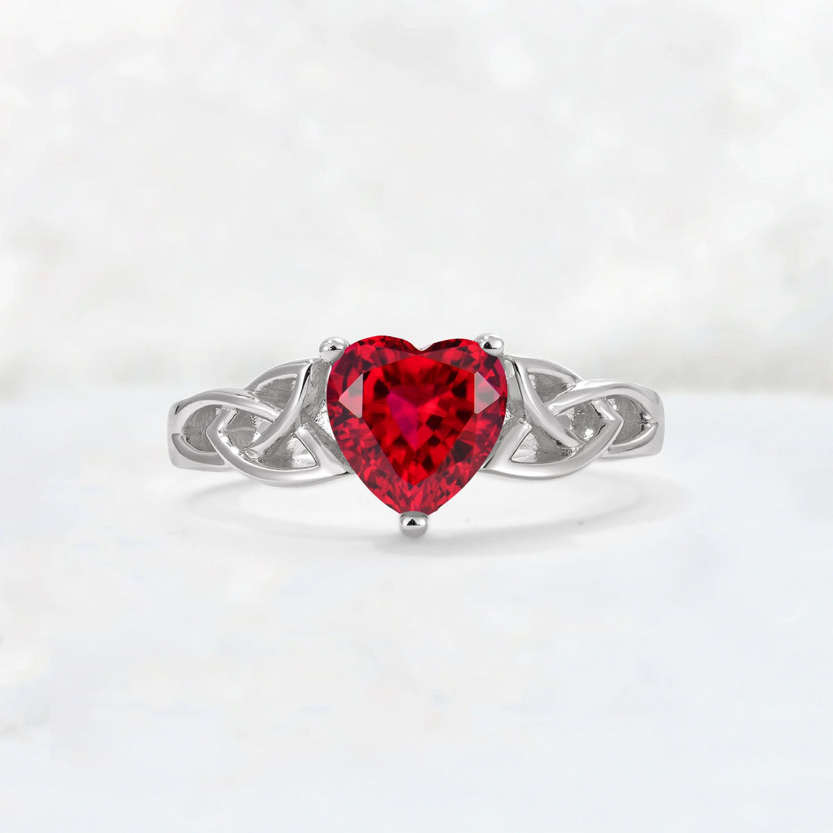 Heart Cut Ruby Celtic Knot Engagement Ring - Additional view