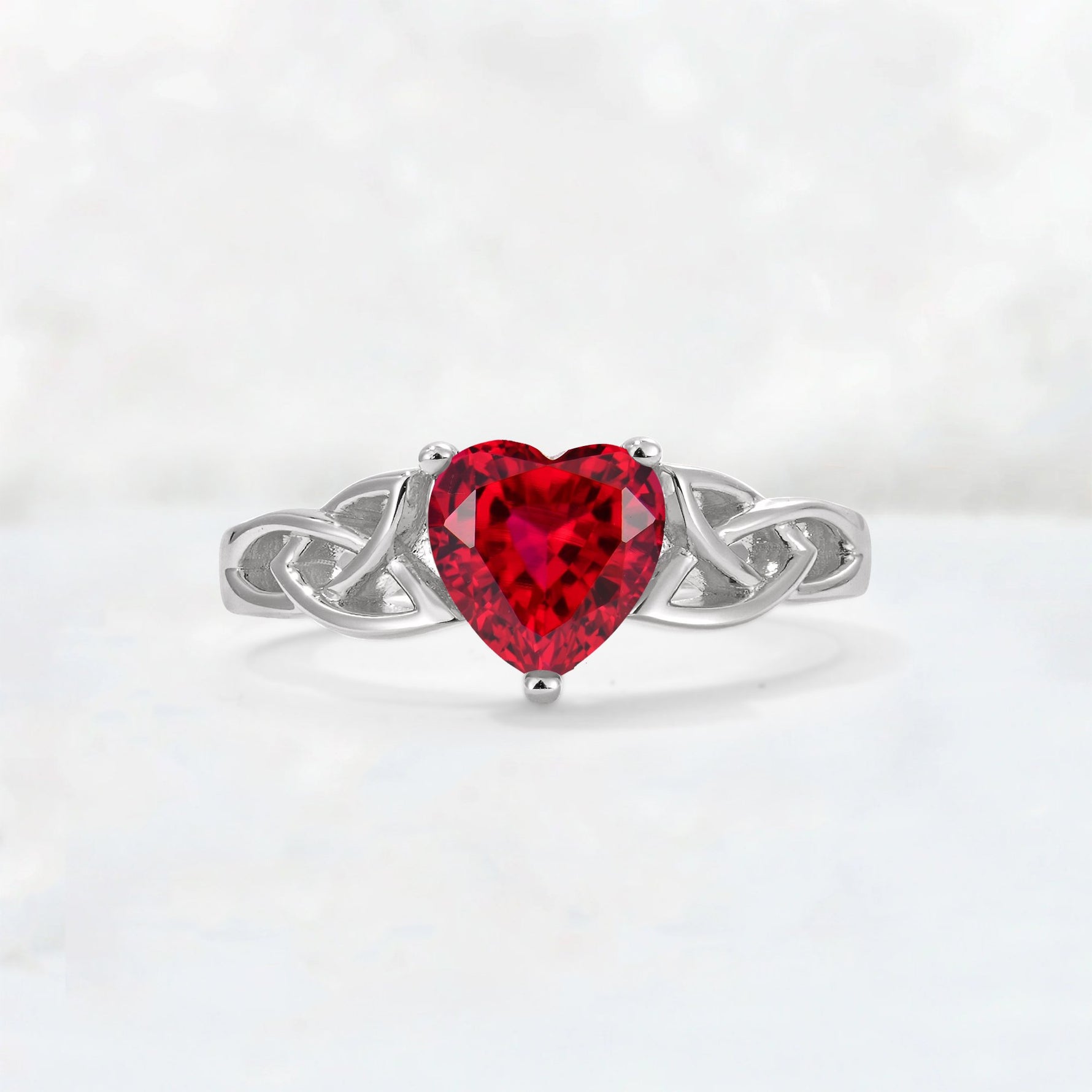Heart Cut Ruby Celtic Knot Engagement Ring - Additional view