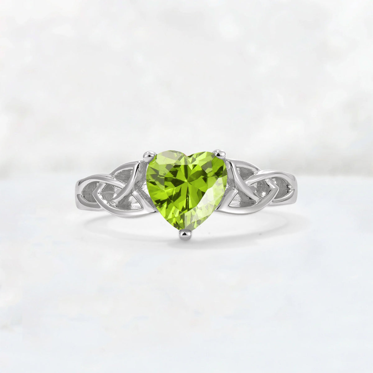 Heart Cut Peridot Celtic Knot Engagement Ring - Additional view