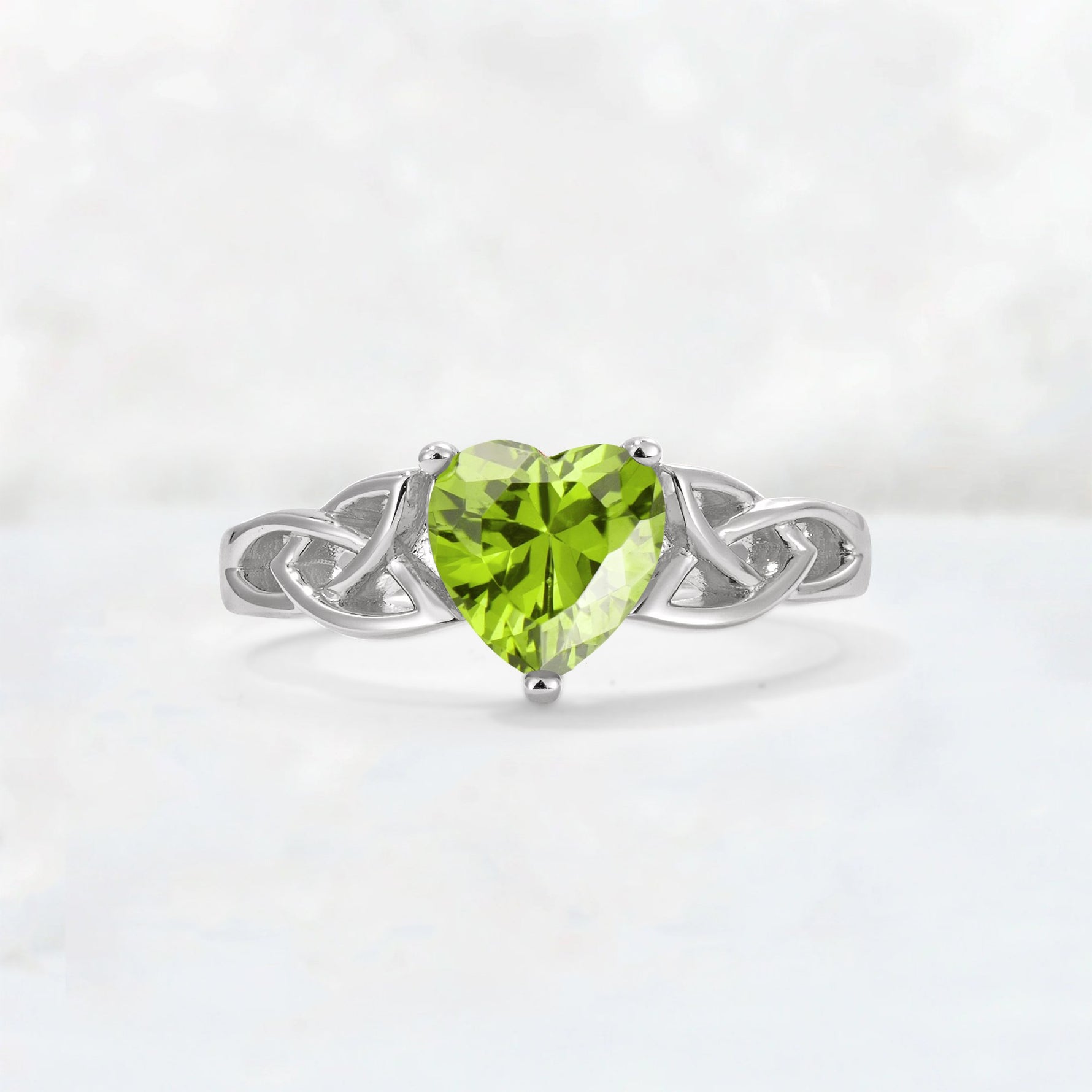 Heart Cut Peridot Celtic Knot Engagement Ring - Additional view