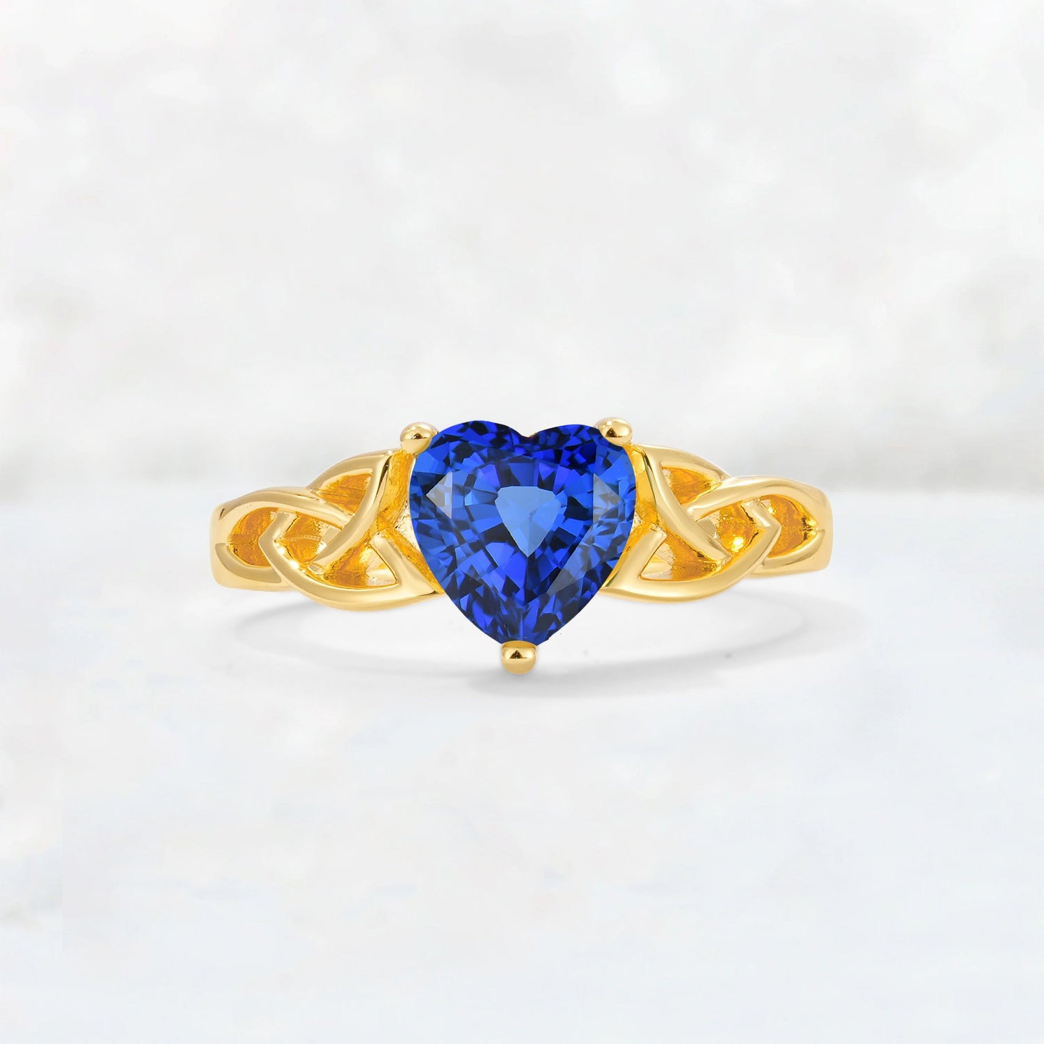 Heart Cut Sapphire Celtic Knot Engagement Ring - Additional view