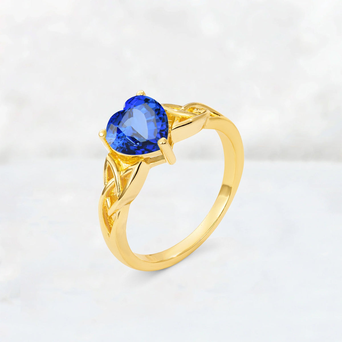 Heart Cut Sapphire Celtic Knot Engagement Ring - Additional view