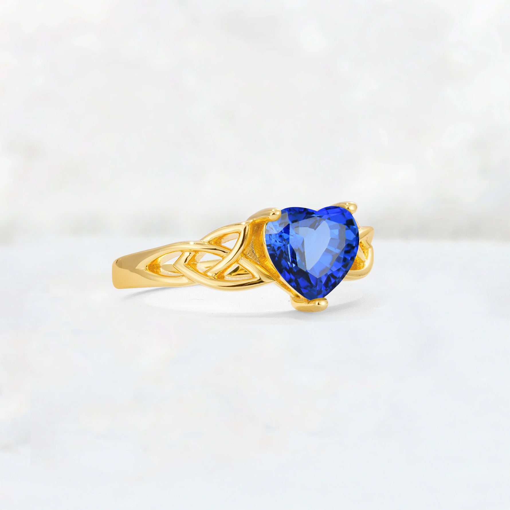 Heart Cut Sapphire Celtic Knot Engagement Ring - Additional view
