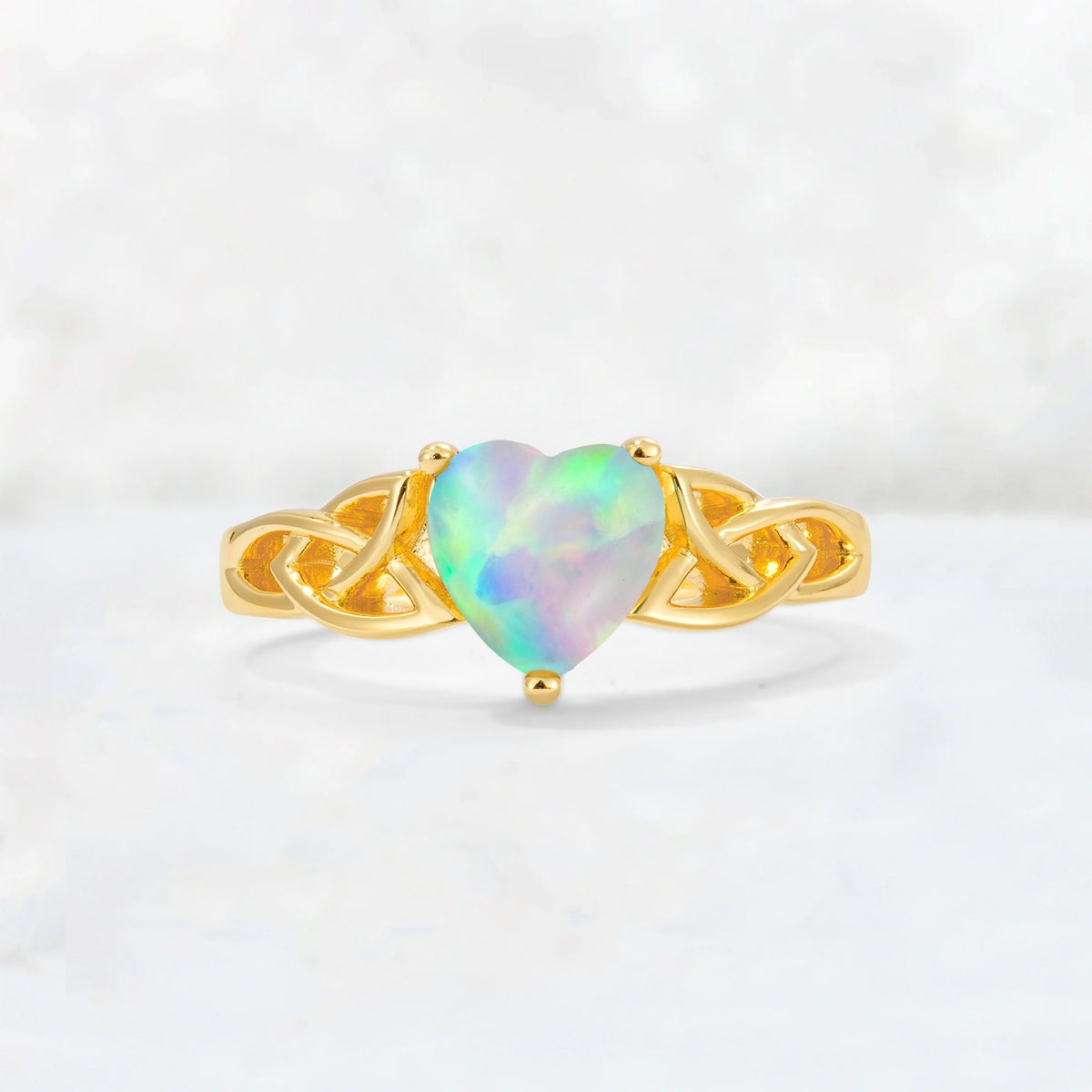 Heart Cut Fire Opal Celtic Knot Engagement Ring - Additional view