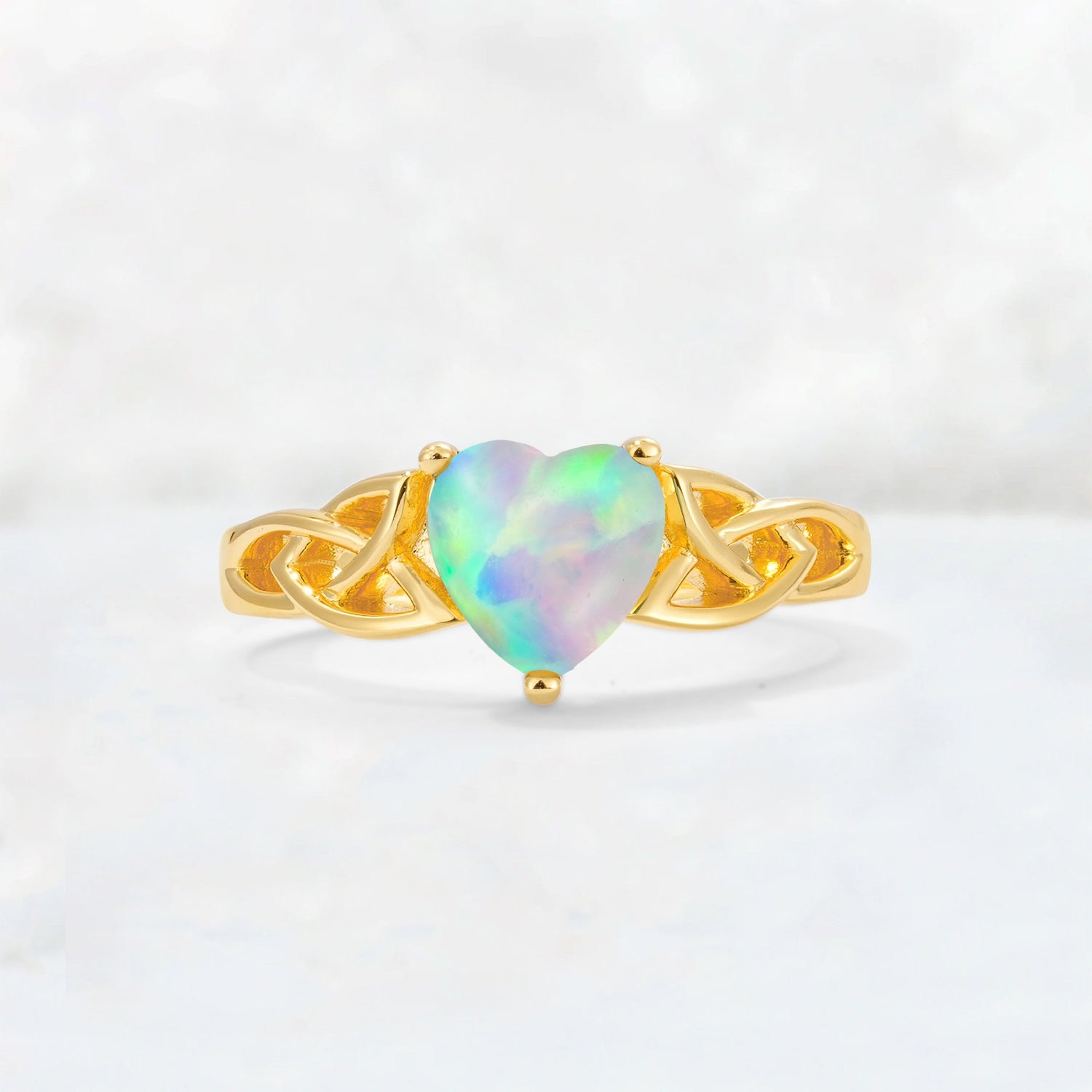 Heart Cut Fire Opal Celtic Knot Engagement Ring - Additional view