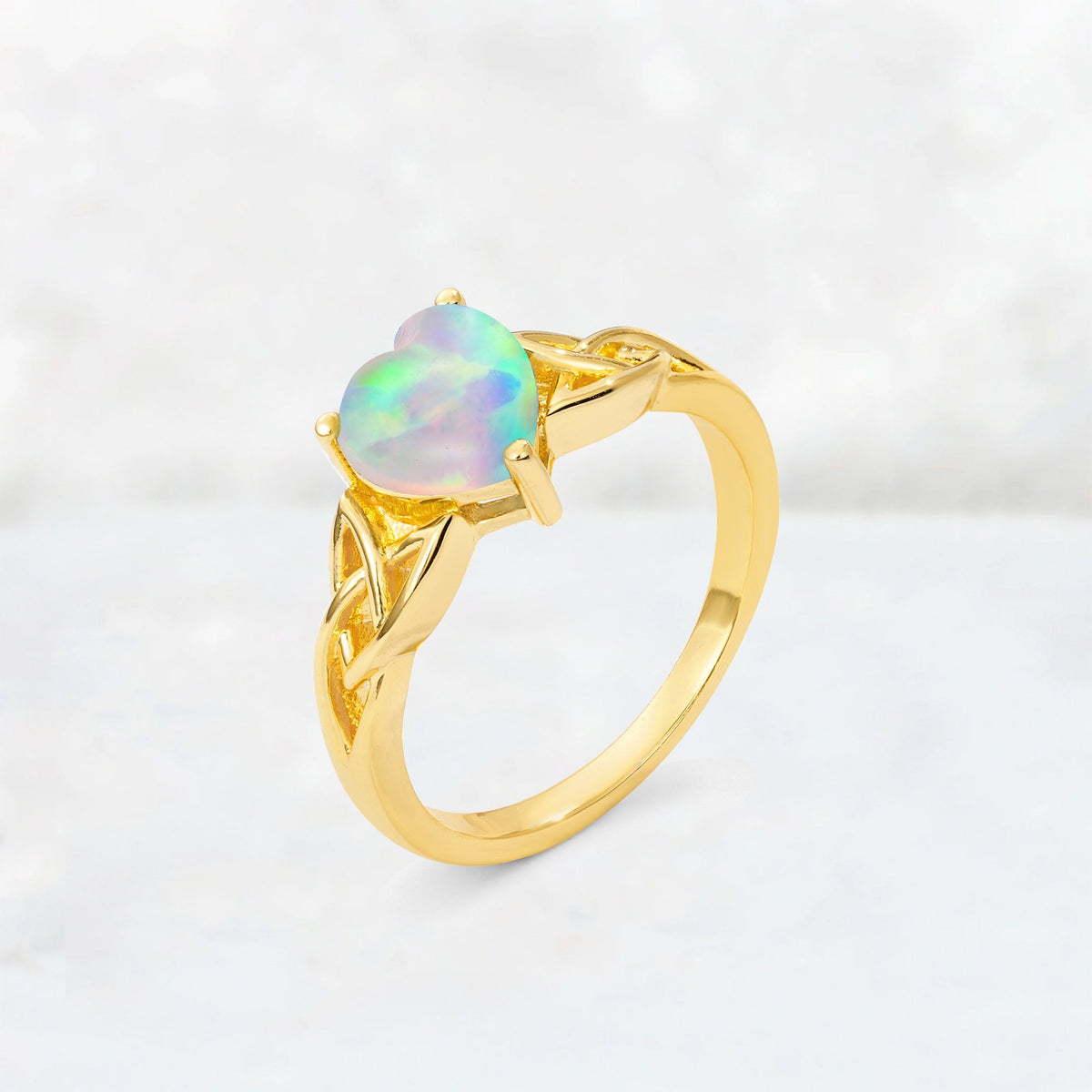 Heart Cut Fire Opal Celtic Knot Engagement Ring - Additional view
