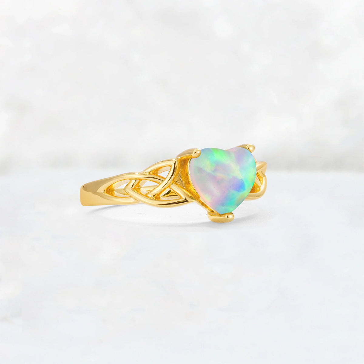 Heart Cut Fire Opal Celtic Knot Engagement Ring - Additional view