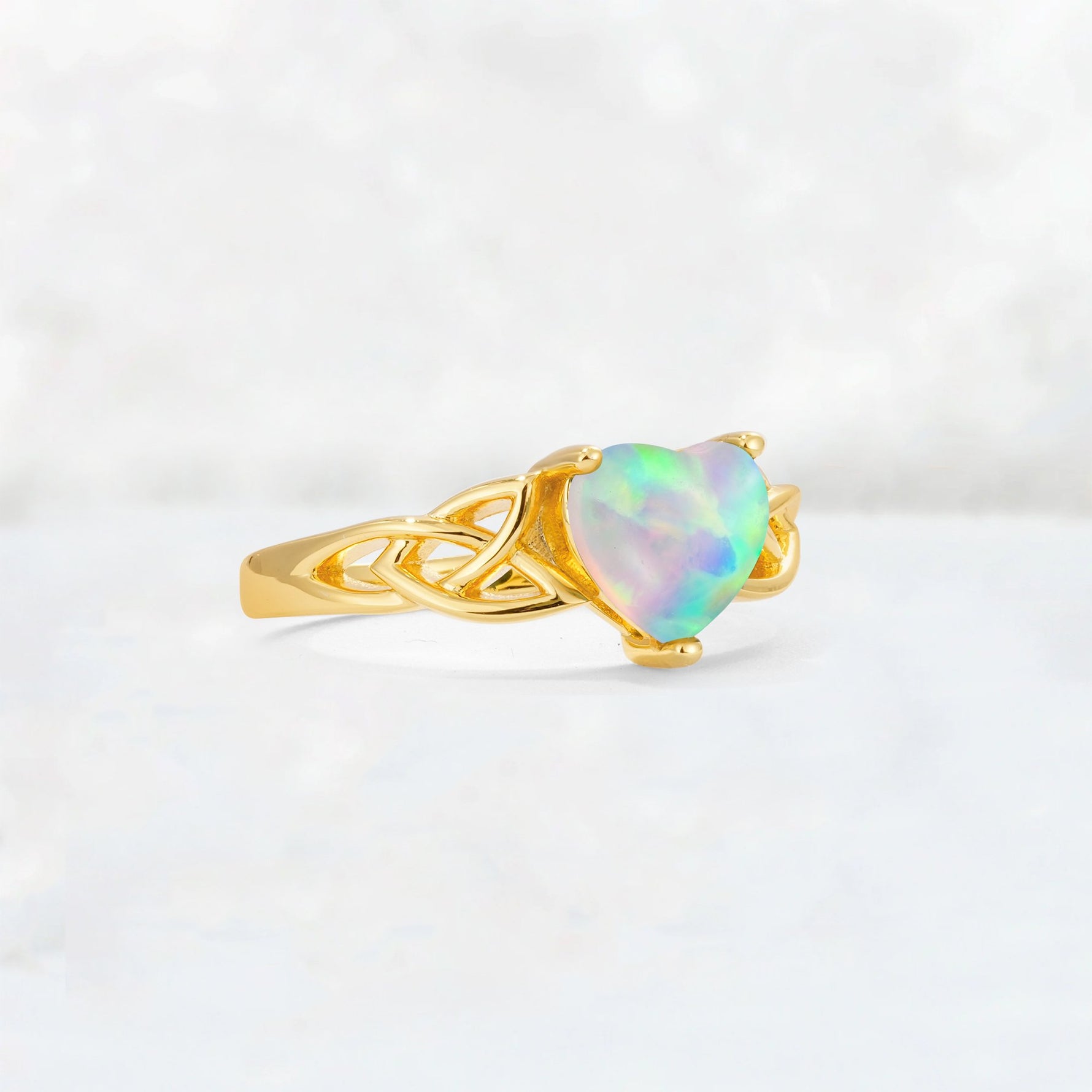 Heart Cut Fire Opal Celtic Knot Engagement Ring - Additional view