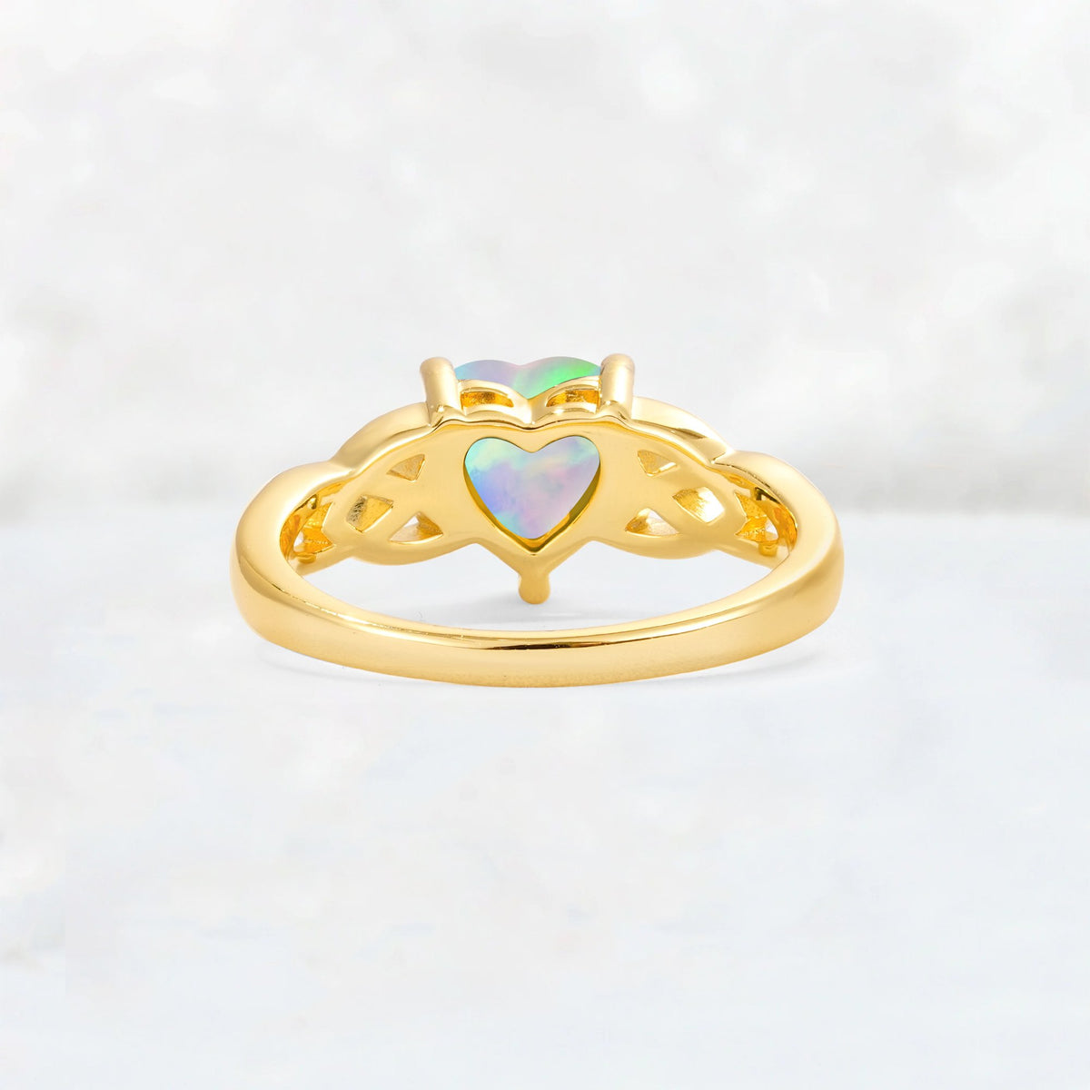 Heart Cut Fire Opal Celtic Knot Engagement Ring - Additional view