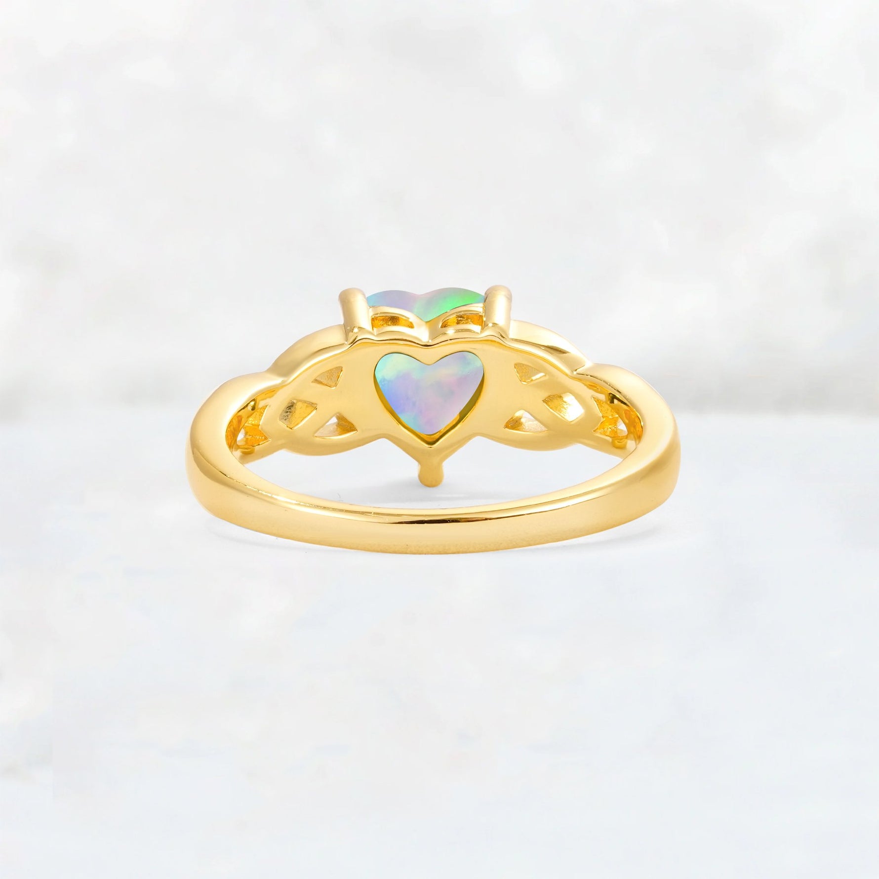 Heart Cut Fire Opal Celtic Knot Engagement Ring - Additional view