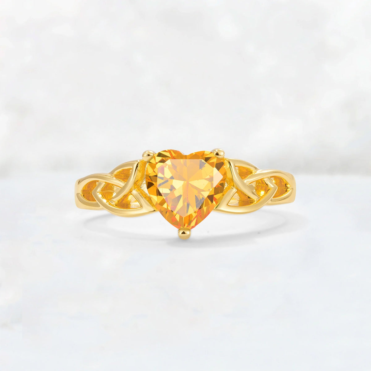 Heart Cut Citrine Celtic Knot Engagement Ring - Additional view